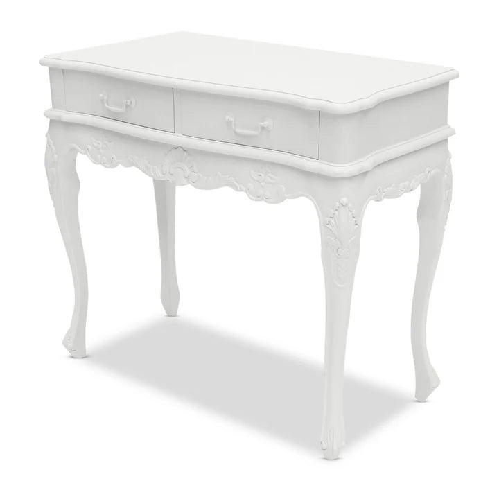 Vintage Wooden 2 Drawer Console - White