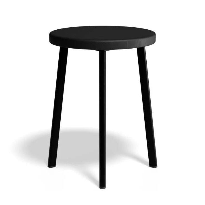 Vintage Wooden Seat Low Stool - Black - 46cms