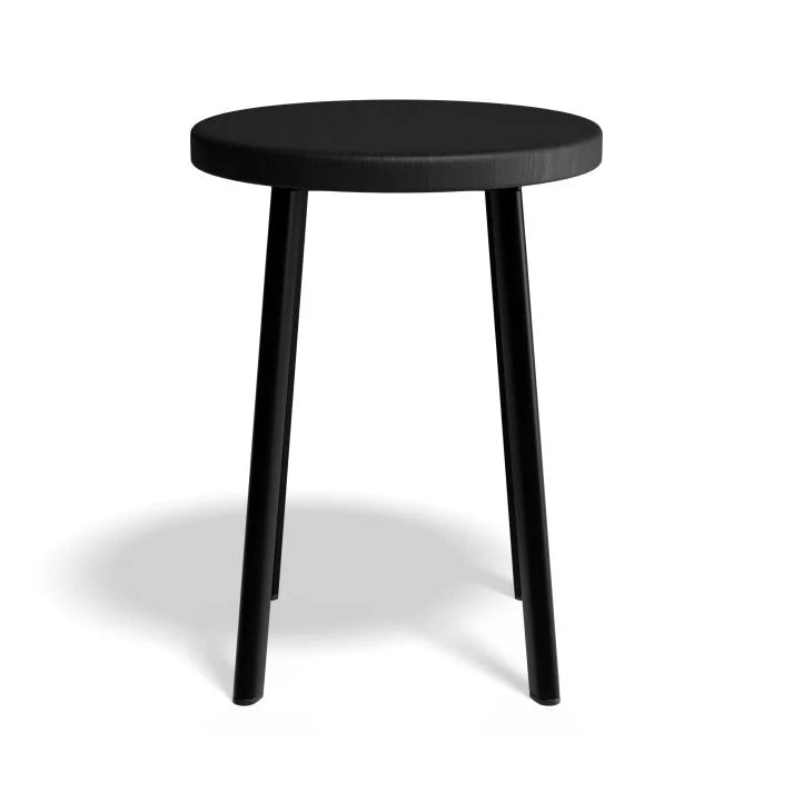 Vintage Wooden Seat Low Stool - Black - 46cms