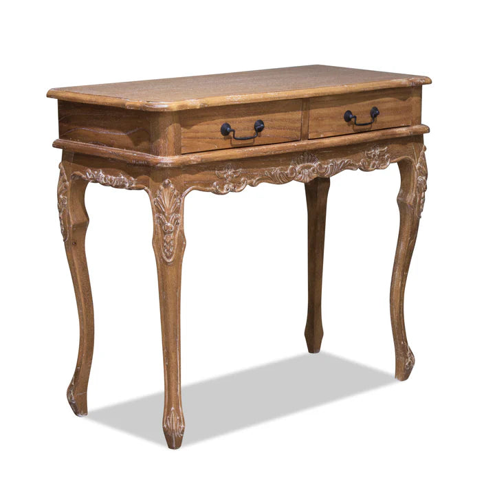 Vintage Wooden 2 Drawer Console - Weathered Oak