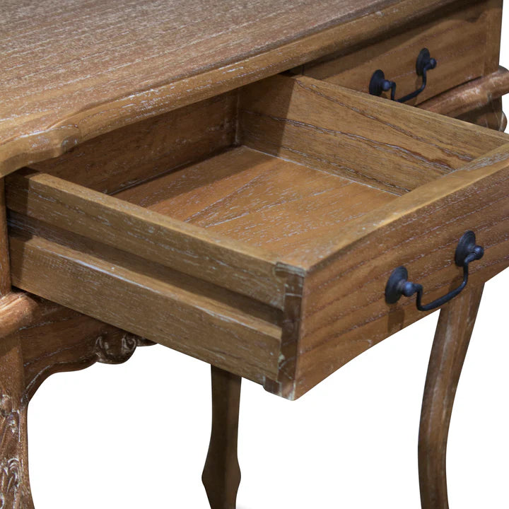 Vintage Wooden 2 Drawer Console - Weathered Oak