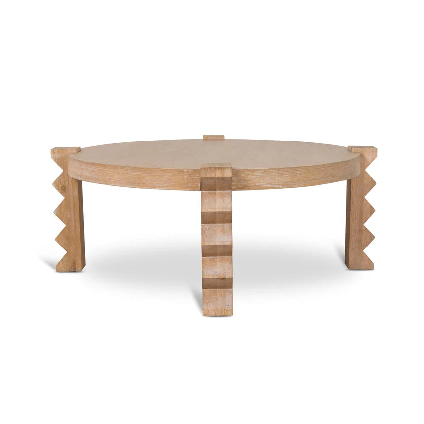 Warm Timber Grain Natural Round Coffee Table - 100cms