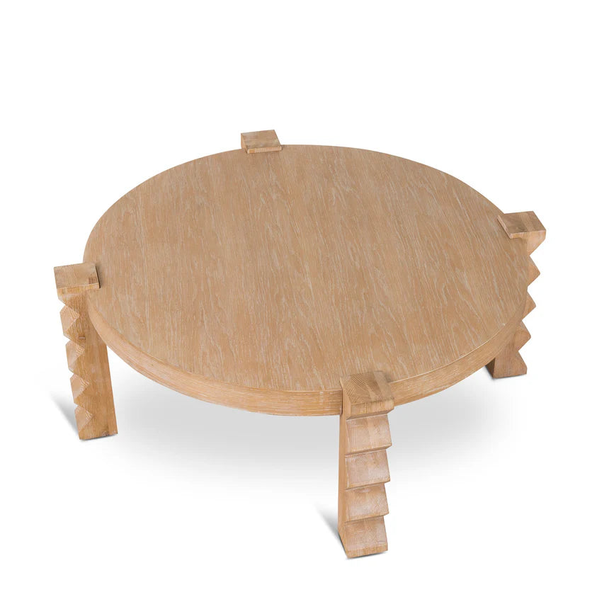 Warm Timber Grain Natural Round Coffee Table - 100cms