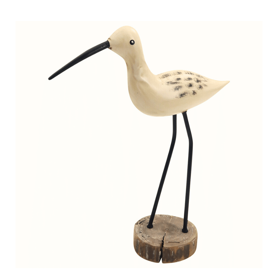 White Bird with Wooden Base Ornament - 40cms