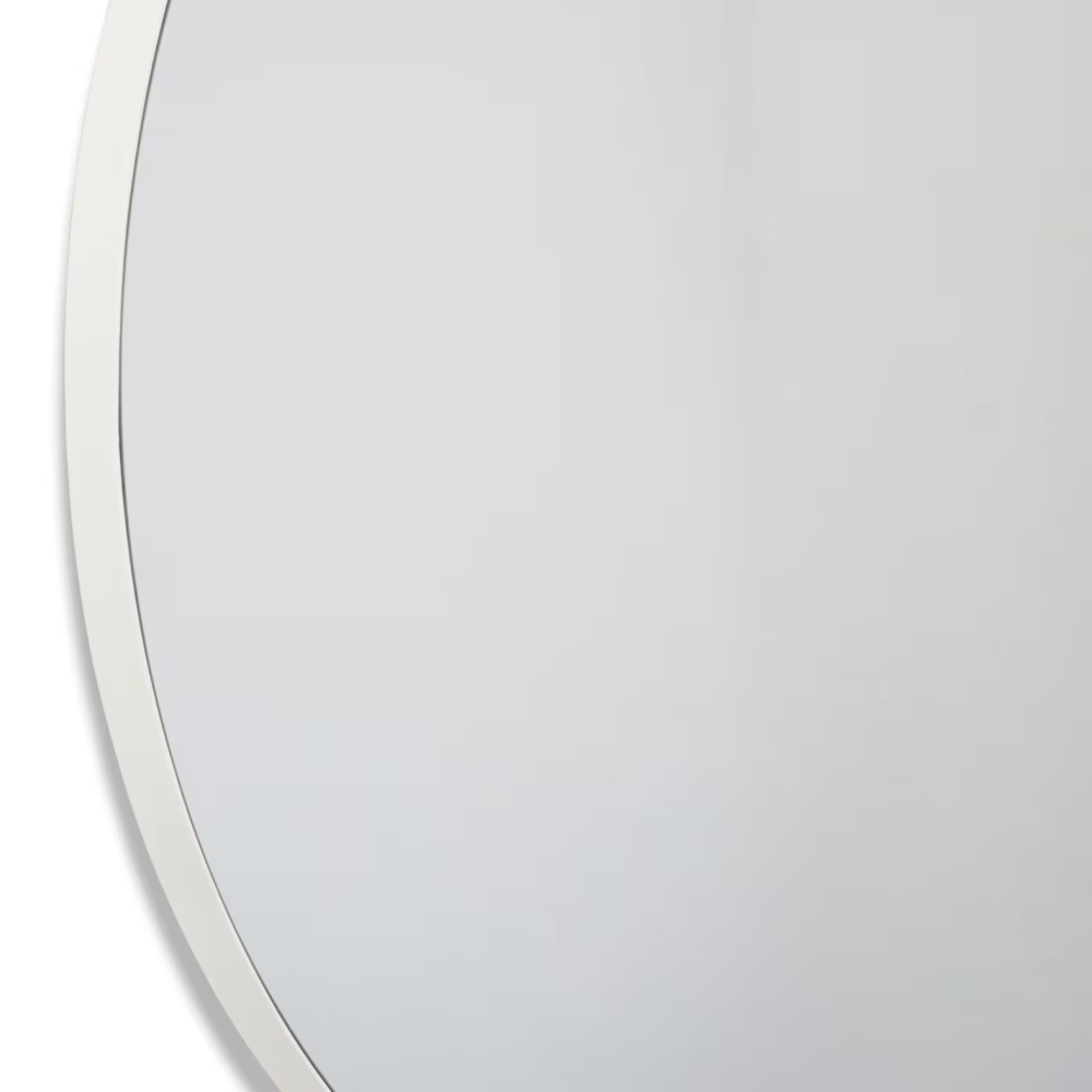 White Contemporary Style Accent Round Wall Mirror 80cms