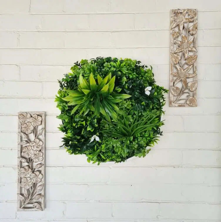 White Floral Artificial Wall Disc 50cms