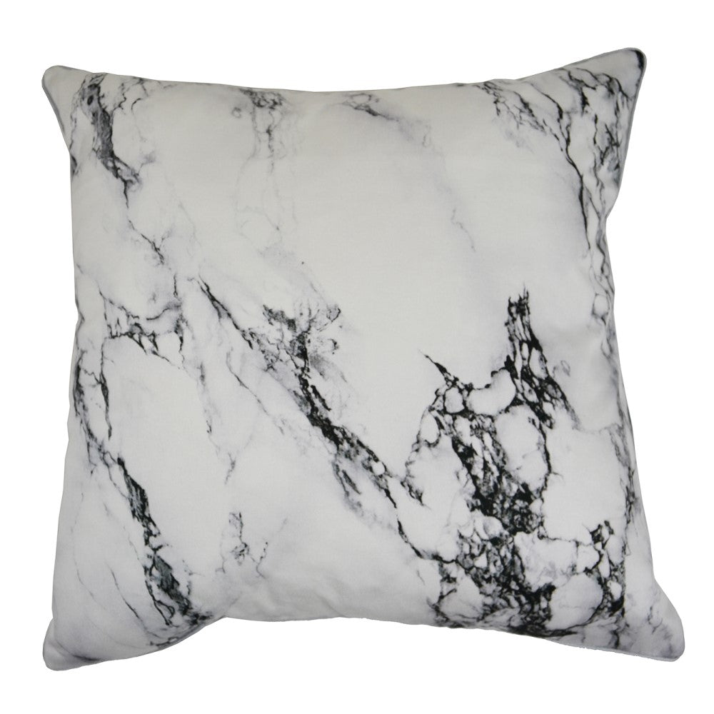 White Marble Designer Cushion With Recycled Fill 45 X 45cms
