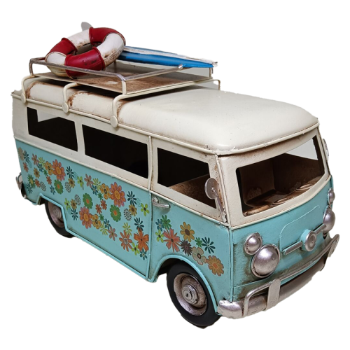 White Top Floral Designer Van  Ornament - 25cms