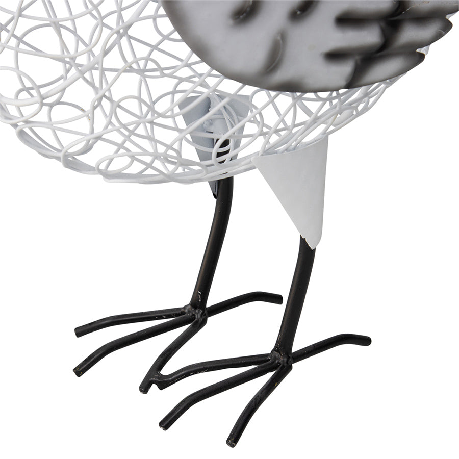 White Wire Chook Garden Decor - 56.5x14x49.5cms
