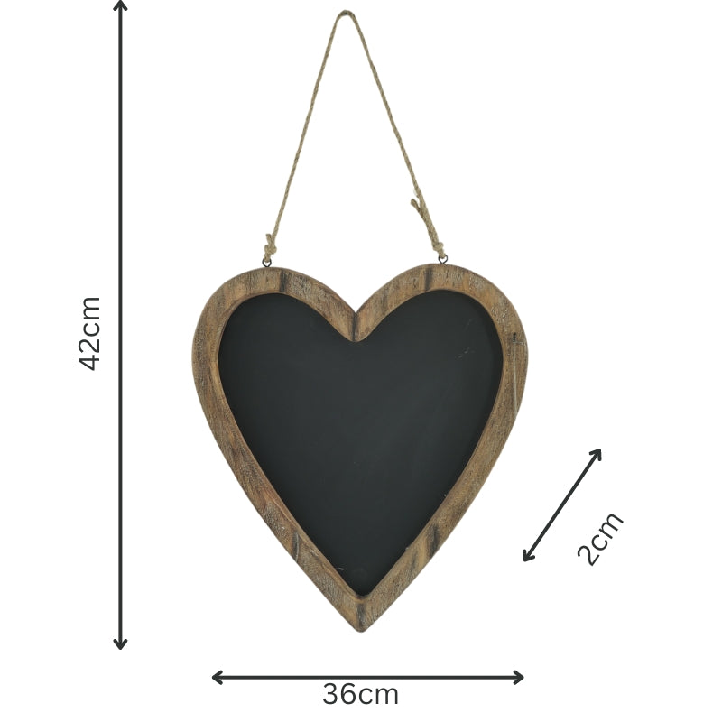 Wood-Framed Hanging Heart Blackboard