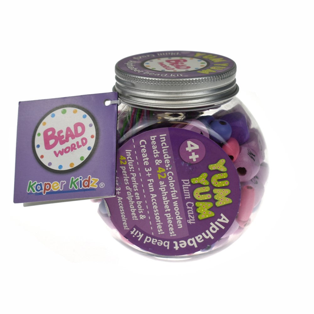 Wooden Alphabet Beads Craft Kit - Purple Plum Crazy