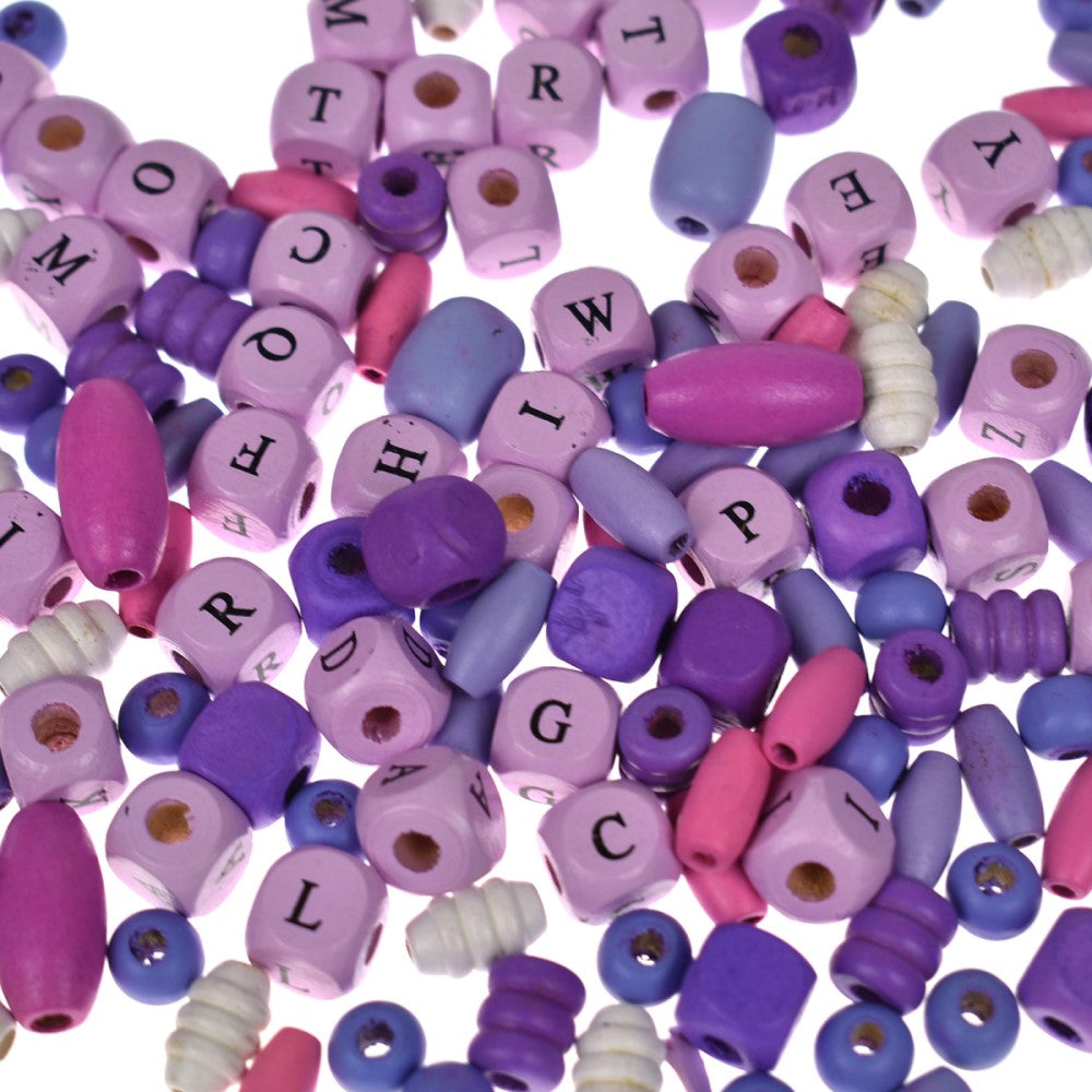 Wooden Alphabet Beads Craft Kit - Purple Plum Crazy