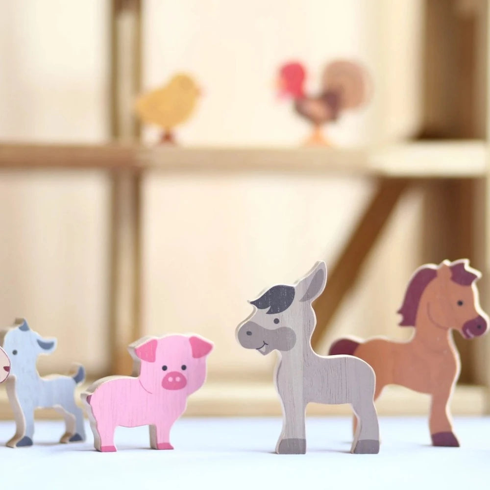 Wooden Baby Farm Animal Set - 10 Pieces