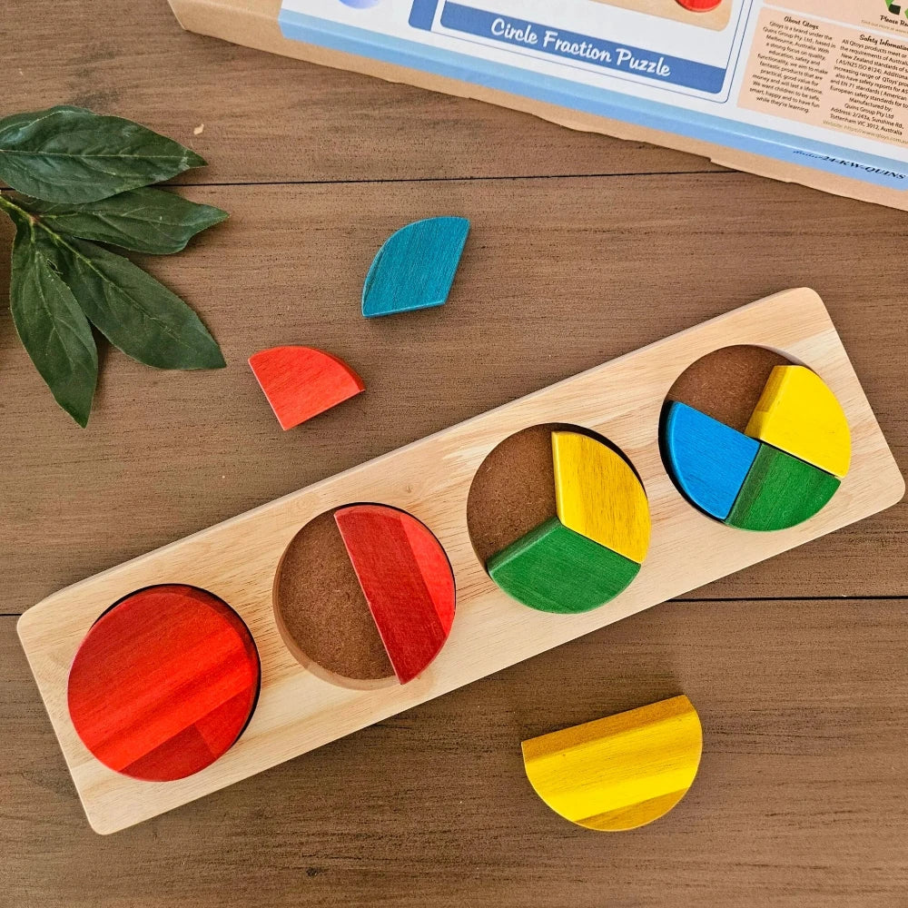 Wooden Colorful Circle Fraction Puzzle