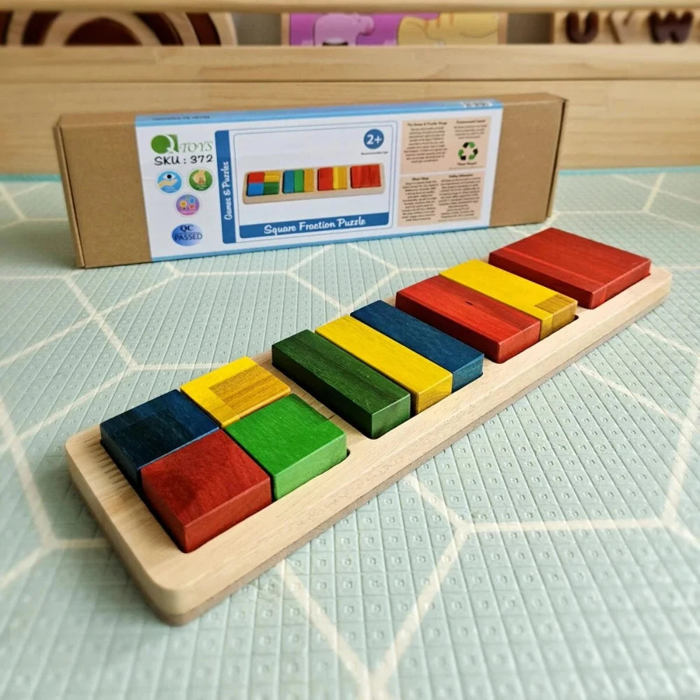 Wooden Colorful Square Fraction Puzzle