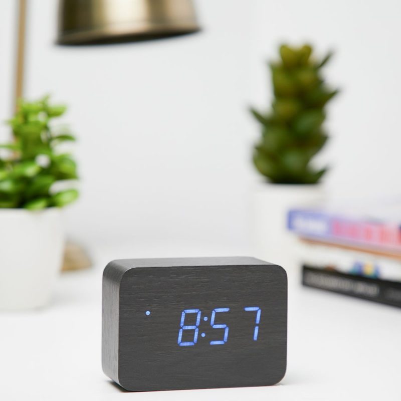 Wooden Cuboid LED Table Clock - Available in 2 Colors