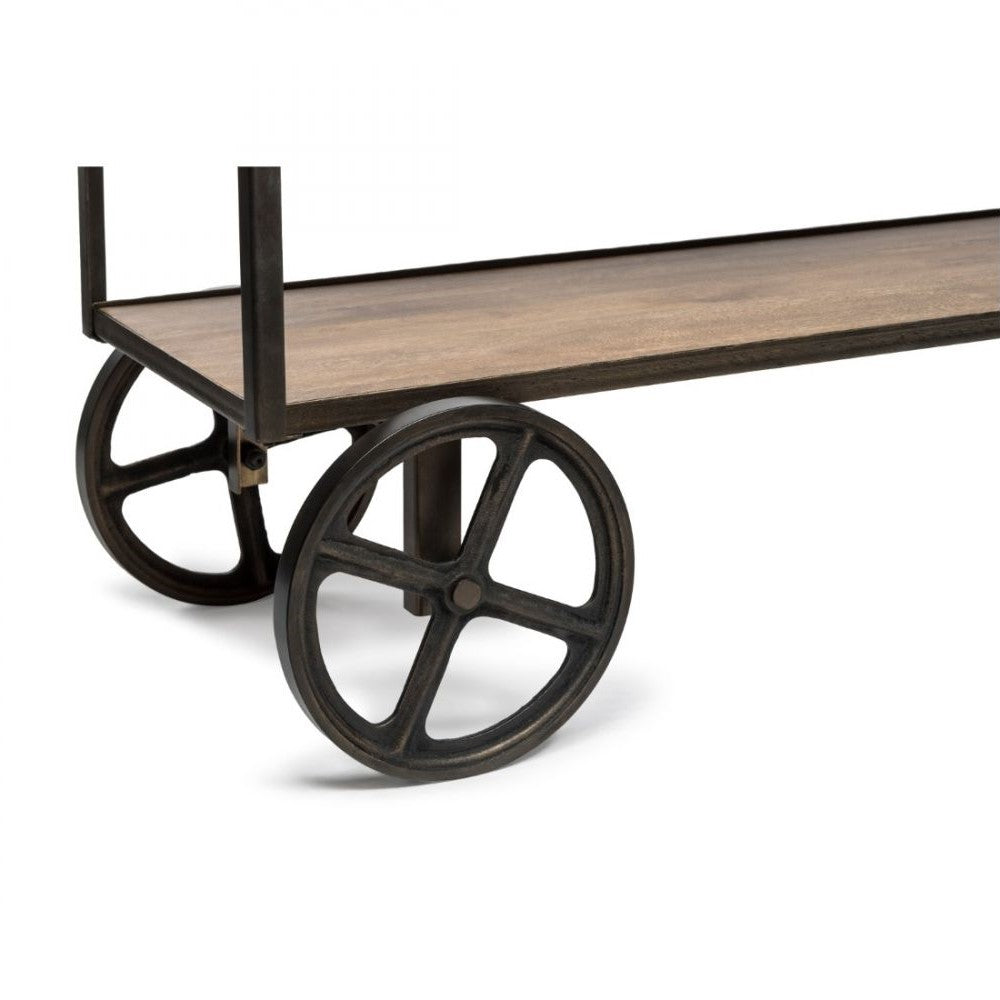 Wooden Kitchen Island Cart on Wheels - 3 Baskets