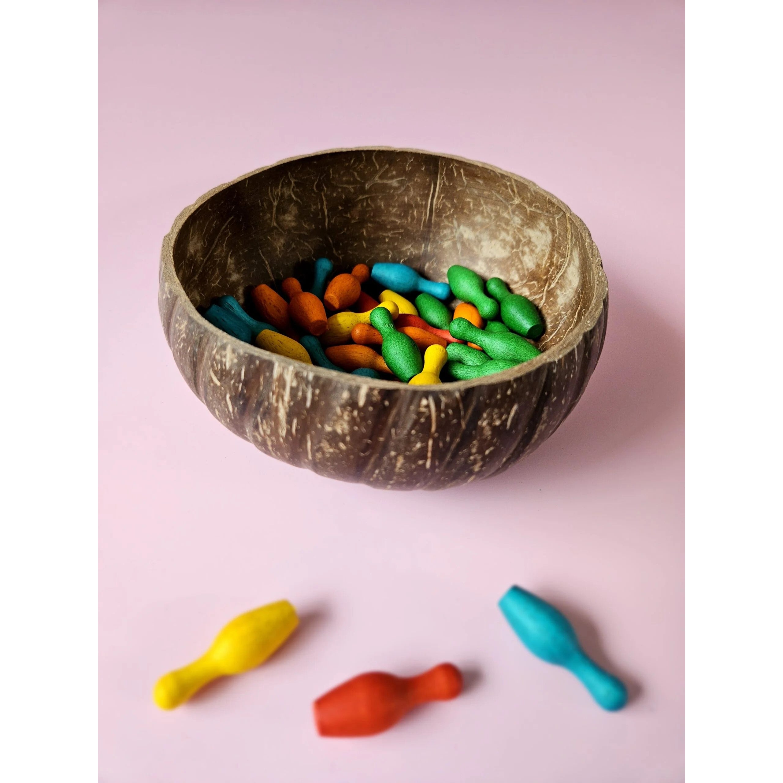 Wooden Multicolor Bowling Counter - Set of 50