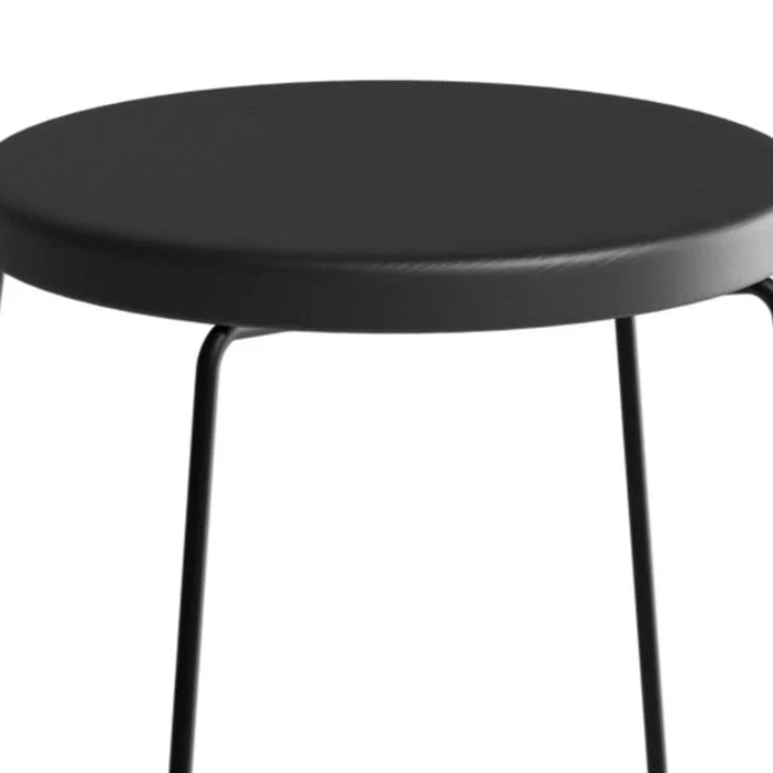 Wooden Round Seat Steel Base Low Stool (Available in 2 Colors)