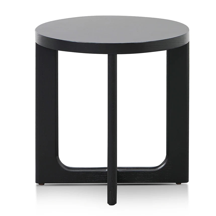Wooden Round Side Table 50cms - Black
