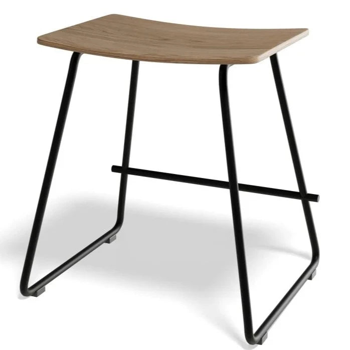 Wooden Seat Steel Base Low Stool 47cms (Available in 2 Colors)