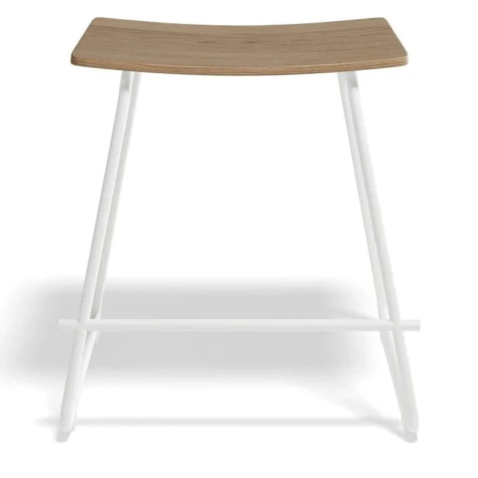 Wooden Seat Steel Base Low Stool 47cms (Available in 2 Colors)