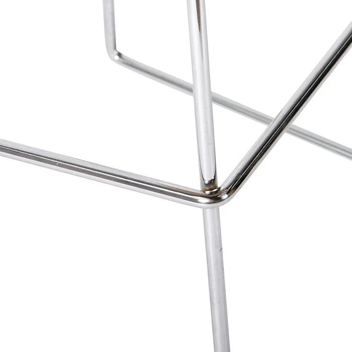 Wooden Square Seat Chrome Base Low Stool (Available in 2 Colors)