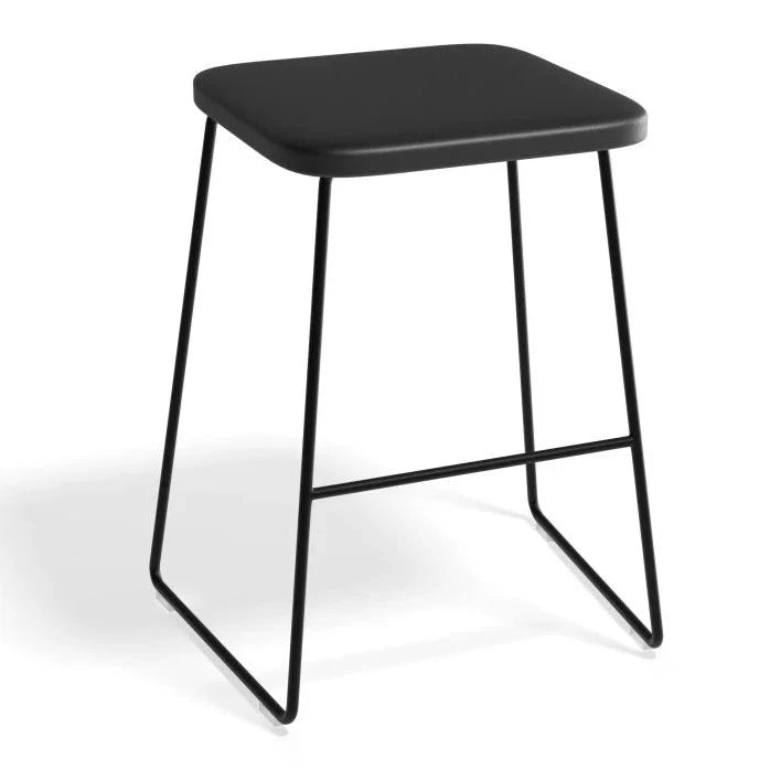 Wooden Square Seat Steel Base Low Stool (Available in 2 Colors)