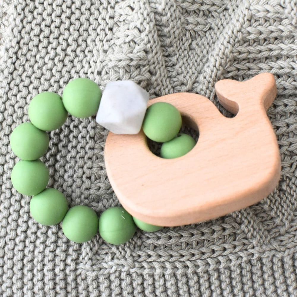 Wooden Whale Silicone Splash Teether (Available in 2 Colors)