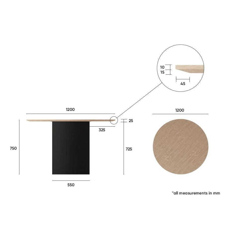 Woodland Bliss Modern Dining Table 120cms (Available in 2 Colors)
