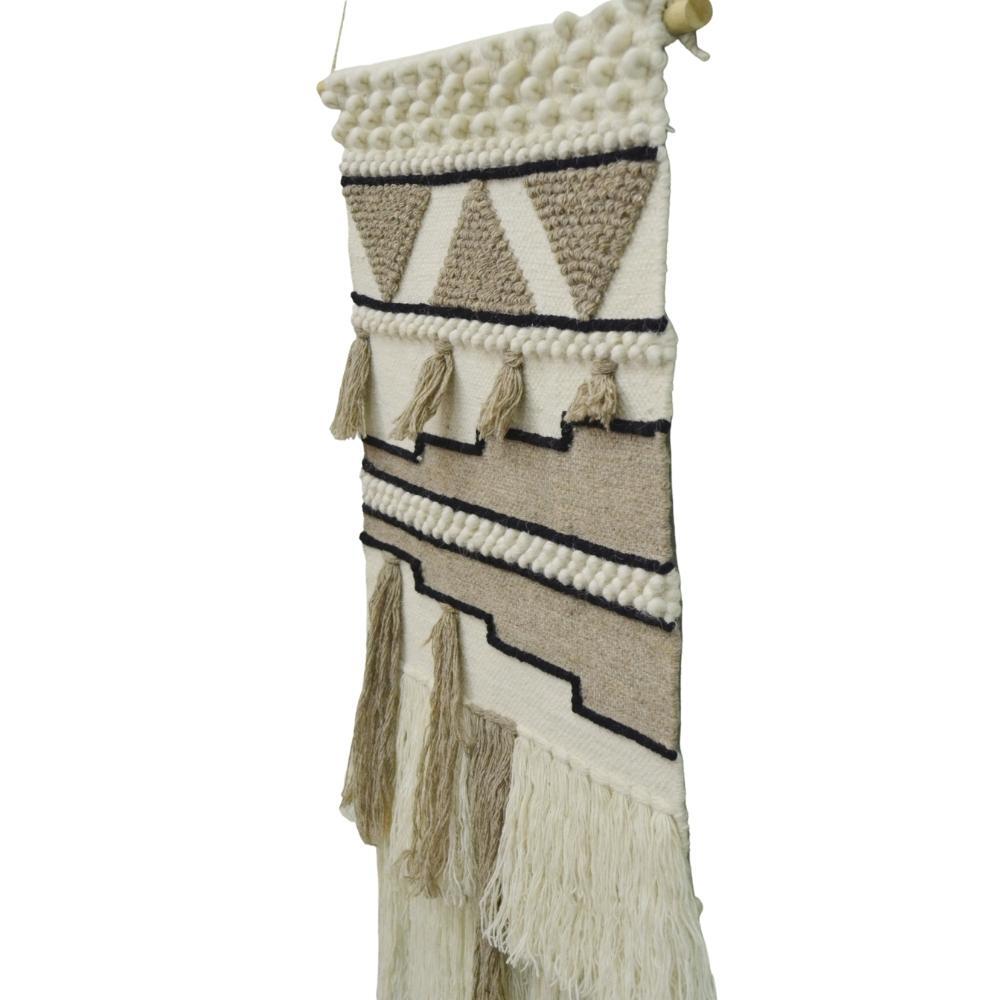 Woolen Wall Hanging Tapestry - Ivory & Brown