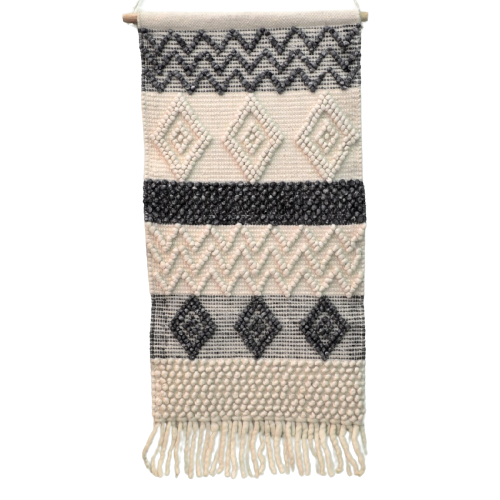 Woolen Masterpiece Wall Hanging - Ivory & Charcoal