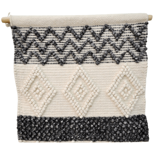 Woolen Masterpiece Wall Hanging - Ivory & Charcoal