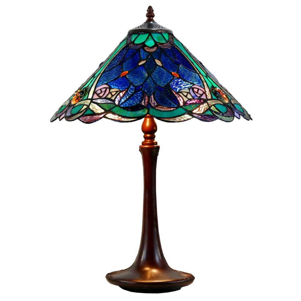Zander Tiffany Style Table Lamp - Blue