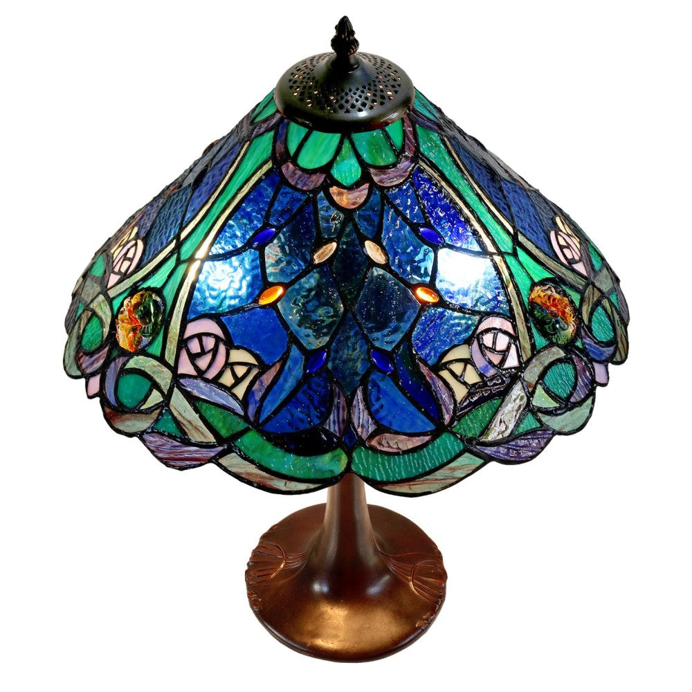 Zander Tiffany Style Table Lamp - Blue