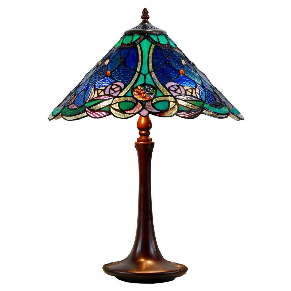 Zander Tiffany Style Table Lamp - Blue