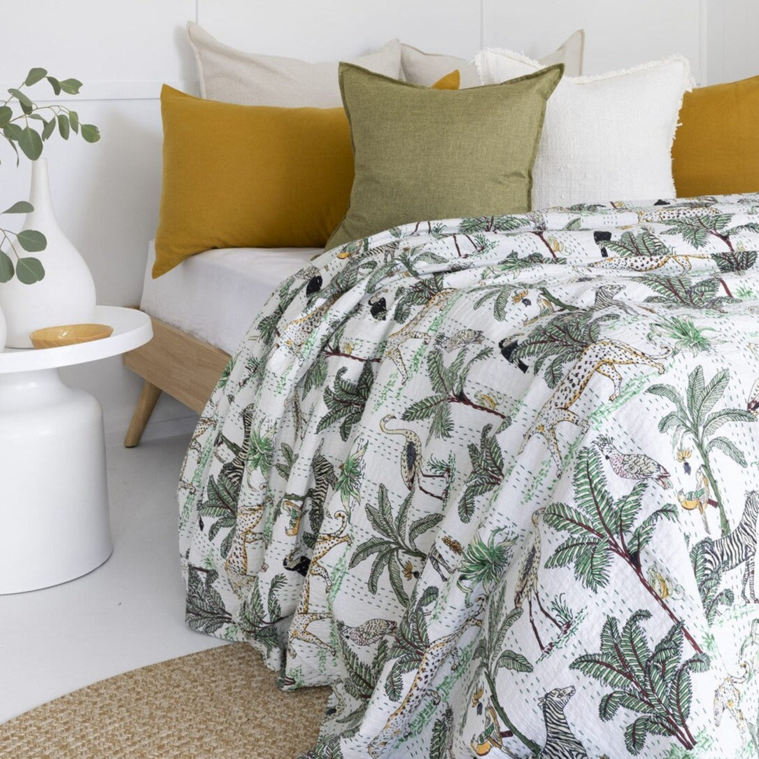 Zebra Palms Symphony Cotton Bedspread King Size