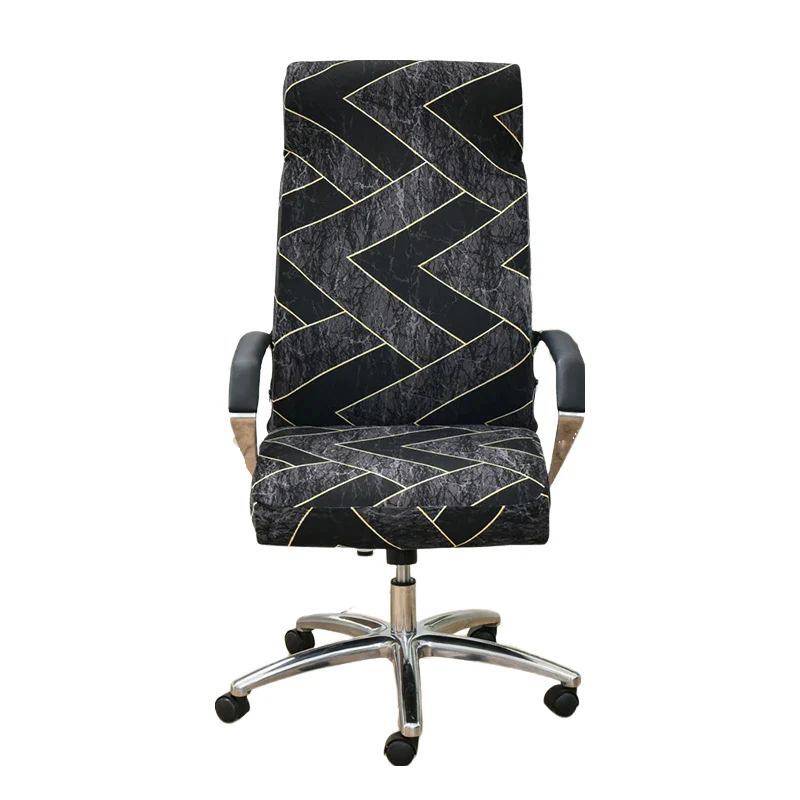 Zig Zag Pattern Office Chair Cover - Black Dark Grey