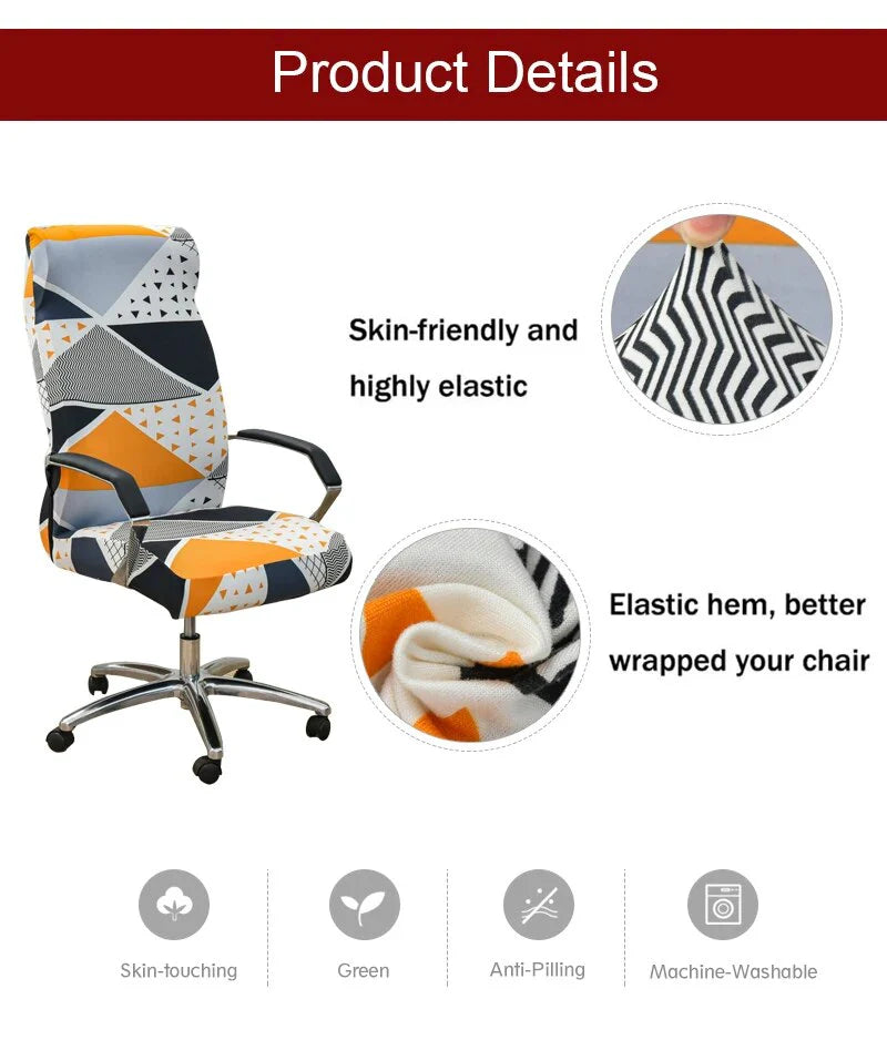 Zig Zag Pattern Office Chair Cover - Black Dark Grey