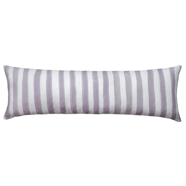 Ziggy Striped Lilac Long Lumbar Linen Cushion - 90X30cms