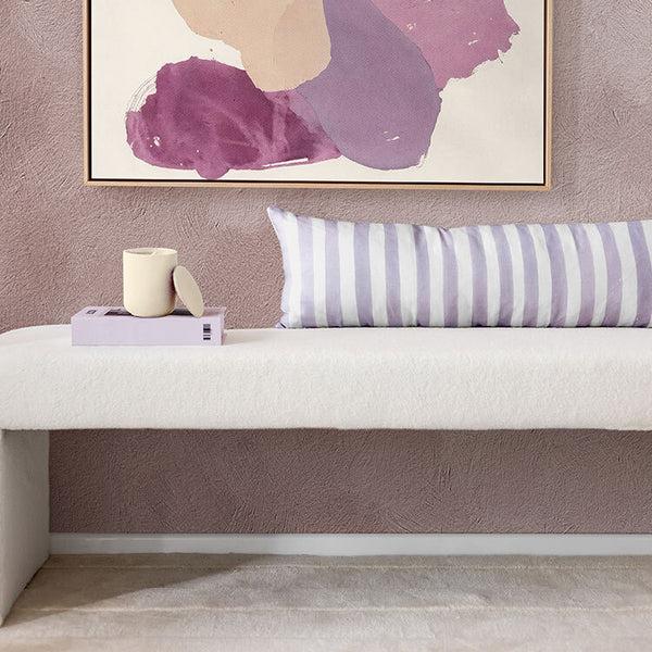 Ziggy Striped Lilac Long Lumbar Linen Cushion - 90X30cms