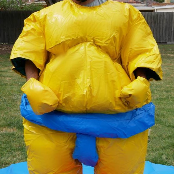 Set Of 2 Adult Sumo Suits With Helmets Gloves Mat