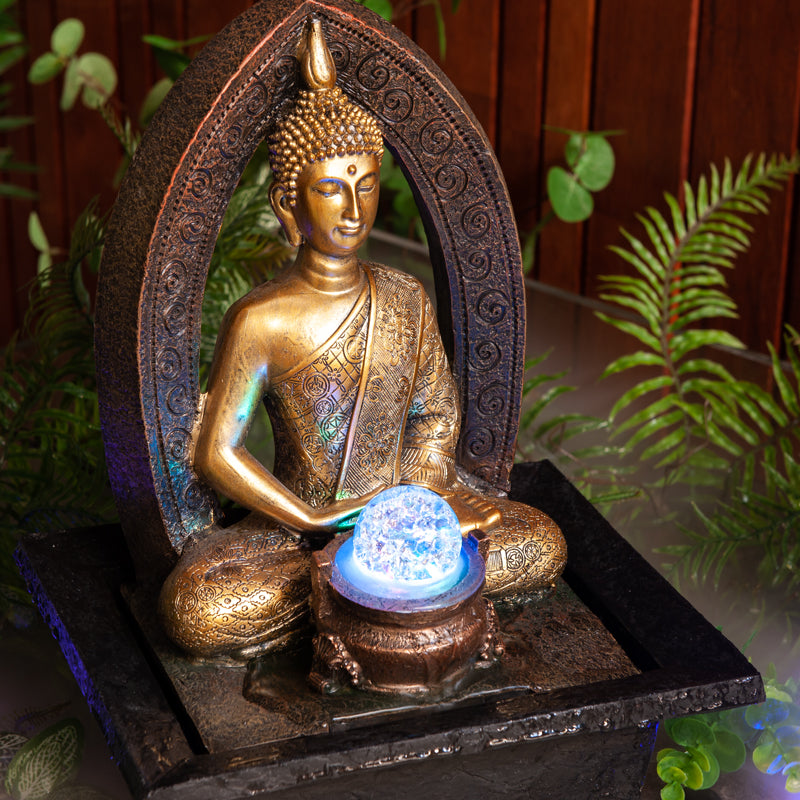 Golden Thai Buddha Water Fountain