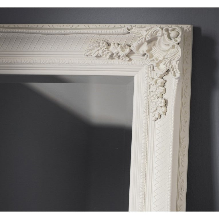 Baroque Wood Framed Wall / Floor Mirror 109.5cms - Cream