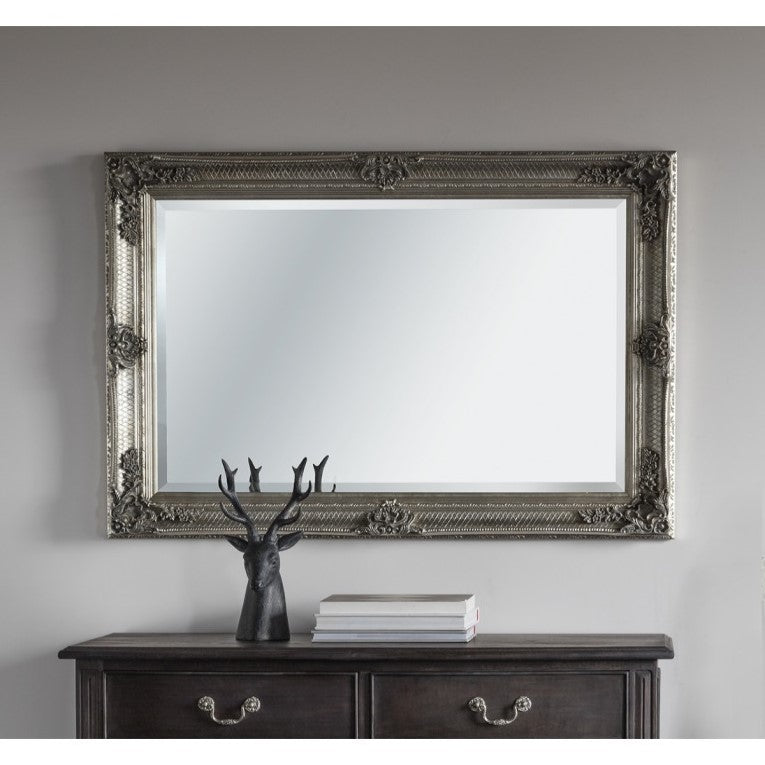 Baroque Wood Framed Wall / Floor Mirror 109.5cms - Silver