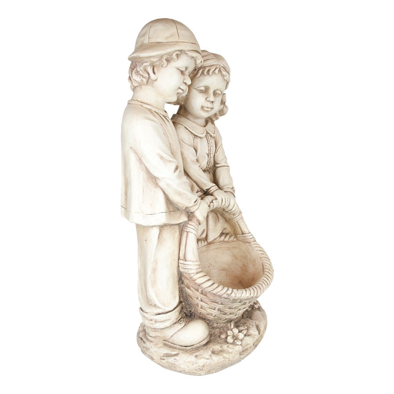 Boy & Girl Holding Basket Statue