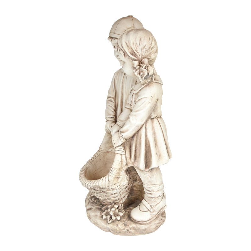Boy & Girl Holding Basket Statue