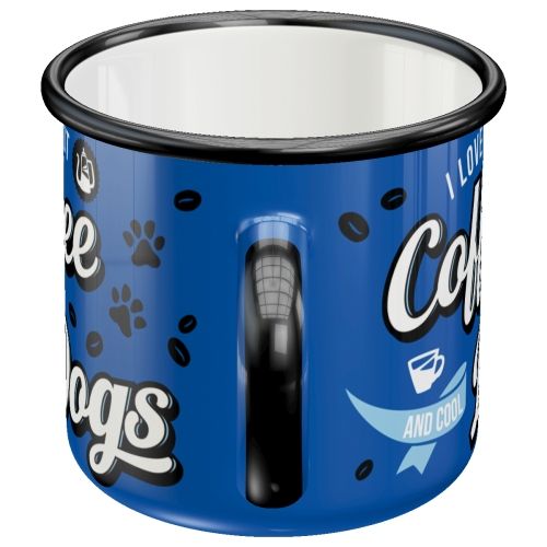 "Hot Coffee & Cool Dogs" Enamel Coffee Mug