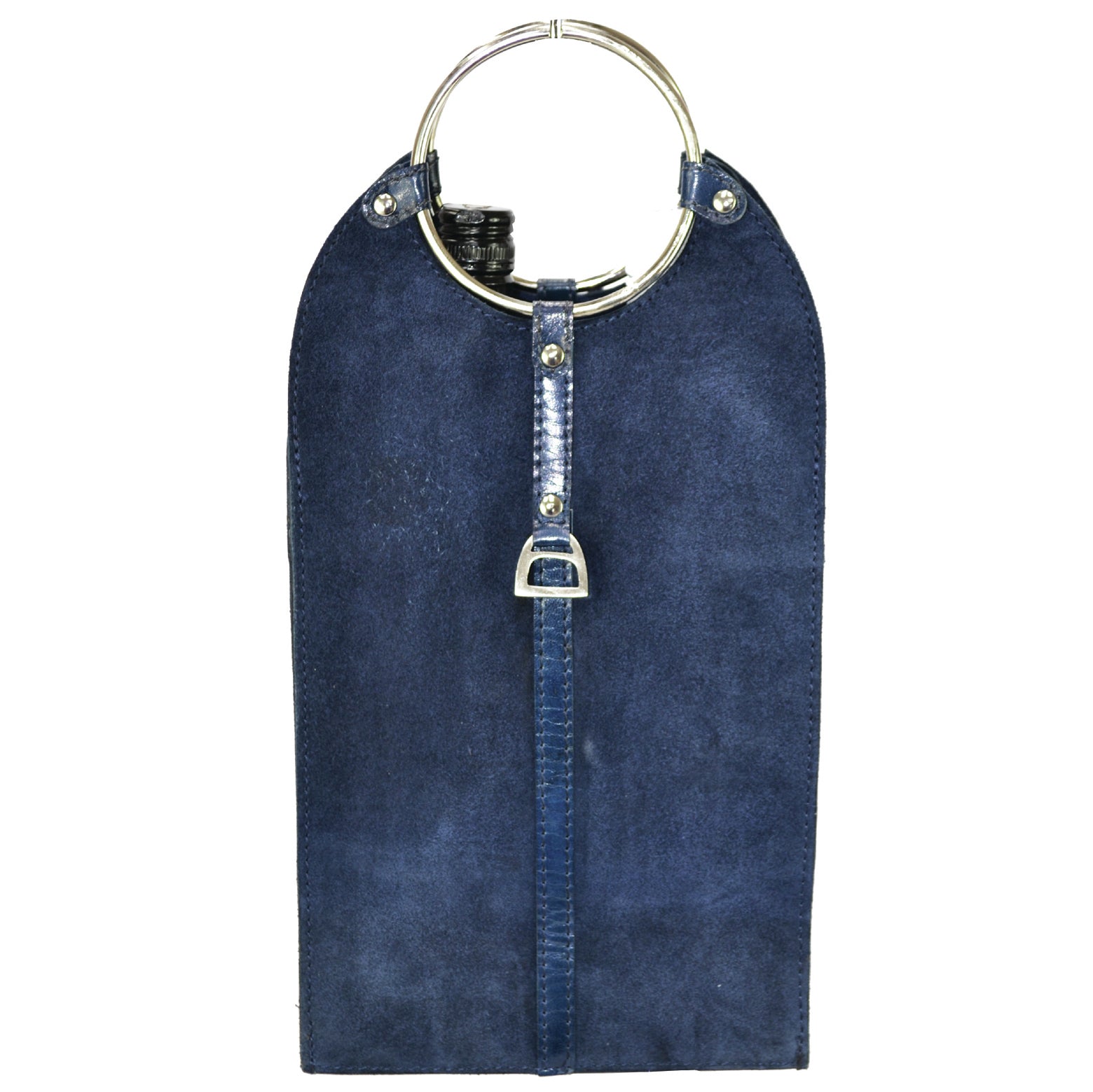 Double Wine Holder W/ Ring Handles Leather Suede (3 Colors to Choose)
