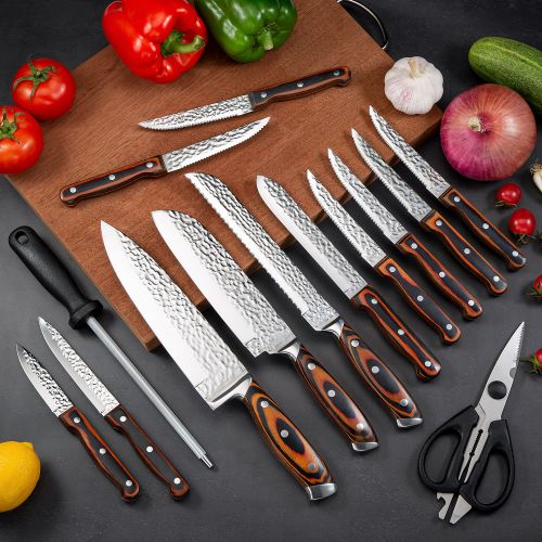 Embossed Blade 15pc Kitchen Knives Block Set (Available in 2 Colors)